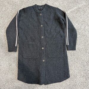 Pagesimao Cashmere Superfine Wool Elephant Grey Snap Jacket Cardigan Women’s S